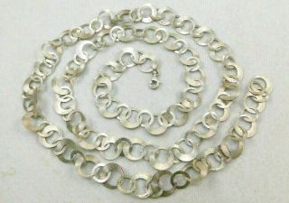 Vintage Signed Milor Italy Sterling Silver Interlocking Circles Necklace 42.  4 Gr