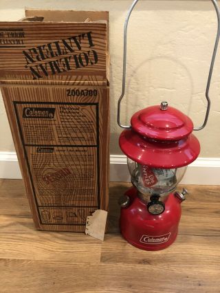 Vintage Coleman 200a Red Single Mantle Lantern 5 77 Globe Not W/box Nos ?