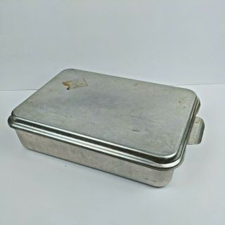 Vintage Foley Aluminum Cake Pan With Snap On Lid Cover Baking Pan Minnesota