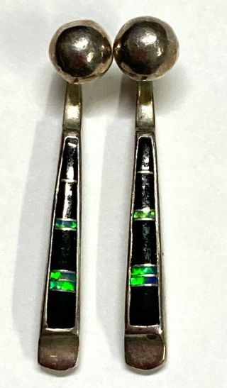 Stamped Sterling Silver 925 Vintage Native American Turquoise Earrings 4g S77