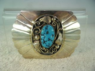 Harold Trujillo Navajo Native American Sterling Silver Turquoise Belt Buckle