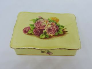 Vintage Royal Winton Lidded Pale Lemon Porcelain Trinket Box