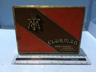 Vintage Tobacco Tin Australian Clubman Cork Tipped Virginia