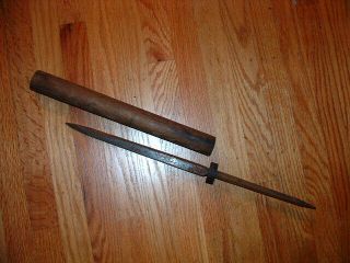 [sd - 067] Japanese Samurai Sword: Mumei Yari Spear Blade With Saya And Collar