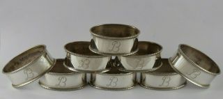 Smart Set Of 8 Solid Sterling Silver.  925 Hallmarked Napkin Rings 