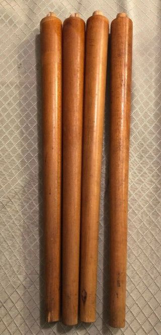 Vtg Set Of 4 Mid Century Modern Blonde Wood Table Legs 19 1/8” With 5/8” Dowel