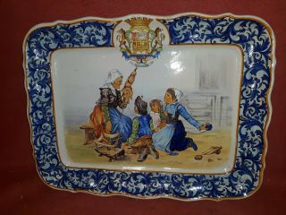 Old Or Antique French Ceramic Tray Quimper Majolica Type
