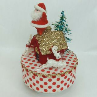 Sankyo Christmas music box wind up Ornament Santa Claus figure Vintage 3
