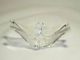Vintage Daum Nancy Rectangular Clear Crystal Bowl,  Signed