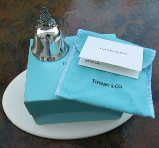 Vintage Tiffany & Co Sterling Silver Bell W/pineapple Finial Orig Box,  Pouch Etc