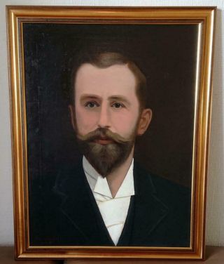 Antique Victorian Oil On Canvas Portrait Of A Victorian Gent Signed James Russel