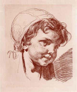 Fantastic Jean - Baptiste Greuze Antique 1800s Print " The Young Child " Framed