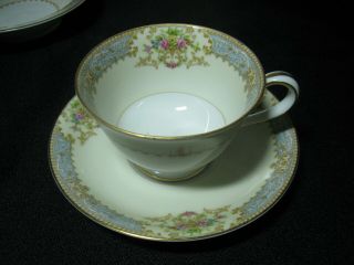 Noritake Fiesta Cup And Saucer Floral Pink Blue Scroll Vtg More In Store