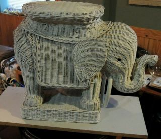 Vintage Wicker Elephant End Table Stand