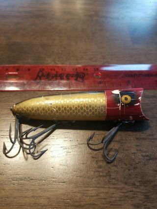 Vintage Heddon Lucky 13 Wooden Fishing Lure - Cool Colors