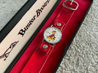 Old Stock Buster Brown Mechanical Wind Up Vintage Watch With The Case
