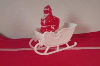 Vintage Plastic Christmas Candy Container - Santa In Sleigh - Irwin - 1950 
