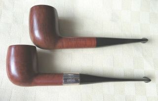 2 X Vintage Straight Grain Estate Pipes - One With Metal Band