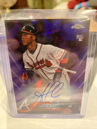 2018 Topps Chrome Ozzie Albies Rc Rookie Blue Refractor Auto 109/250 - Braves