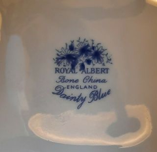 VINTAGE ROYAL ALBERT BONE CHINA - ENGLAND Dainty Blue SQUARE DISH TAB HANDLES 2