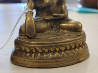 Antique Vintage Bronze Brass Tibetan Sitting Buddha Sculpture Statue Old 2