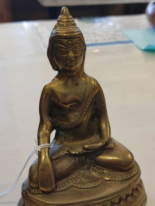 Antique Vintage Bronze Brass Tibetan Sitting Buddha Sculpture Statue Old 3