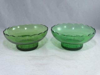 E.  O.  Brody Co Green Scalloped Rim Pedestal Bowl Dish M2000 Vintage Cleveland