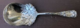 Durgin Easter Lily Sterling Silver Lg Berry Serving Spoon - Mono - 8 - 3/4 " Heavy