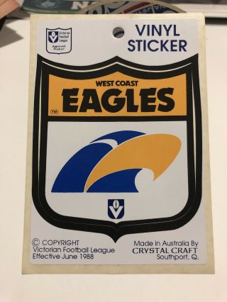 Rare 1988 West Coast Eagles Vintage Sticker Vfl Afl