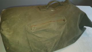 Vintage Antique Military Wwii Army Green Canvas Duffel Bag Ided W/ Name Serial