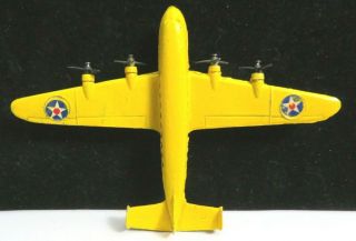 Vintage Tootsietoy Yellow U.  S.  Army Dc - 4 Transport Plane Mfg.  1941