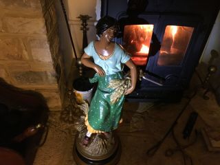 L & F Moreau French Statue Figurine Bronze Spelter Girl Harvester Farmer C1855