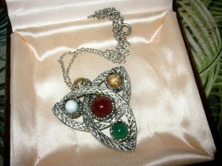 Lovely Vintage Jacobite Scottish Celtic Agate Pendant Necklace