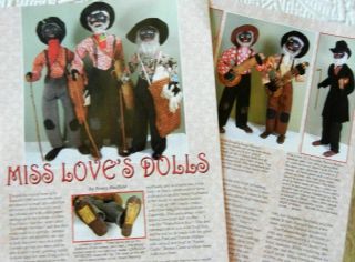 8p History Article - Antique Rare Miss Love Loveleigh Black Folk Art Dolls