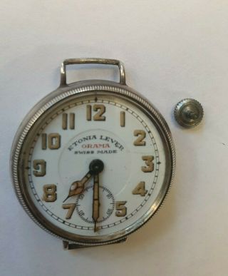 Very Rare Ww1 Period Silver Cased Trench Watch Orama Etonia Lever Swiss Made