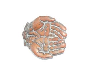 Vintage Bronze Hands Jewelry Dish Trinket 6 1/4 " X 5 3/8 "