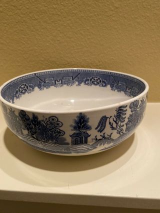 Vintage Blue Willow Serving Bowl 8 1/4” Diameter,  3 1/2 High