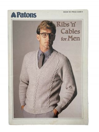 Patons Book 781 Ribs And Cables For Men Jumpers Sweater Vintage Knit Patterns