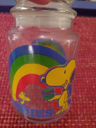 Vintage Snoopy Peanuts Glass Goodies Jar/container With Lid 1958,  1965
