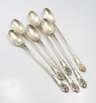 Wallace Sir Christopher Sterling Silver 6 Iced Tea Spoons,  7 5/8 "