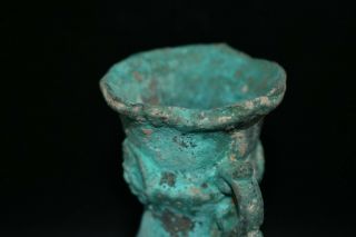 Lovely Museum Quality Ancient Roman Bronze Cup / Rhyton Rare Shaped & Design 6