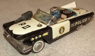 Vintage Ichiko 1959 Buick Tin 11.  5 " Highway Patrol Police Car,  Japan