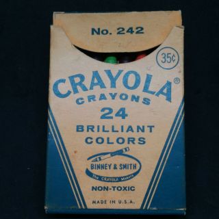 Vintage 35¢ Box Crayola Crayons Binney & Smith 24 Count No.  242 Vtg