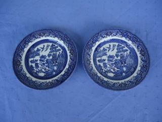 2 Vintage Churchill Willow Pattern Bread & Butter Plates England