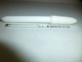 Vintage American Hosp.  Sup Tomac Medical Oral Glass Thermometer In Plastic Case