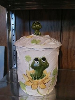 Vintage Neil The Frog Sears Roebuck Canister Roebuck 10 " Tall Large