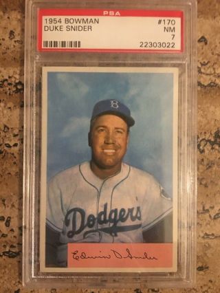 1954 Bowman Duke Snider Brooklyn Dodgers 170 Baseball Card Psa 7 Nm