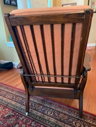 Antique Morris Chair Carved Oak Recliner - 3
