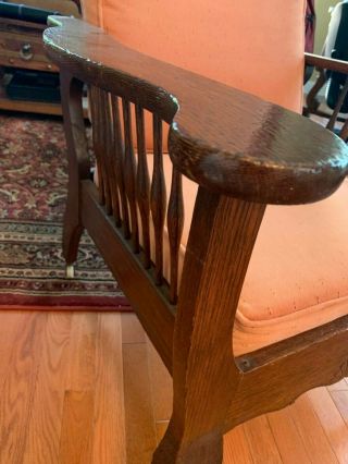 Antique Morris Chair Carved Oak Recliner - 6