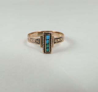 Antique Victorian 14k Rose Gold Persian Turquoise Ring